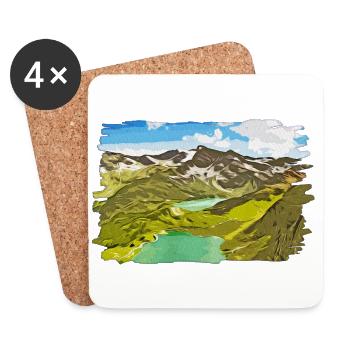 gxp alpine view mountains vector art - Coasters (set of 4) - white - Front