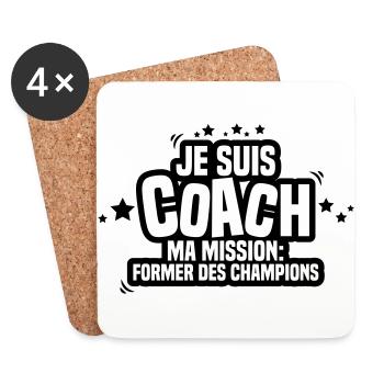 je suis coach ma mission former des champions - Dessous de verre (lot de 4) - blanc - Devant