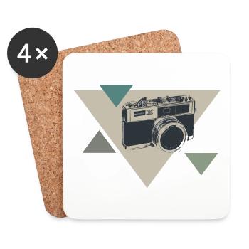 appareil photo - Dessous de verre (lot de 4) - blanc - Devant