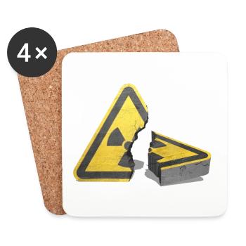 Atomausstieg! Nuclear power, no thank you! - Coasters (set of 4) - white - Front