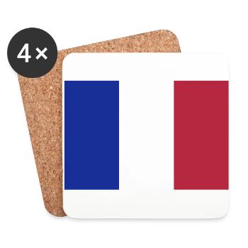 Drapeau de France - Dessous de verre (lot de 4) - blanc - Devant