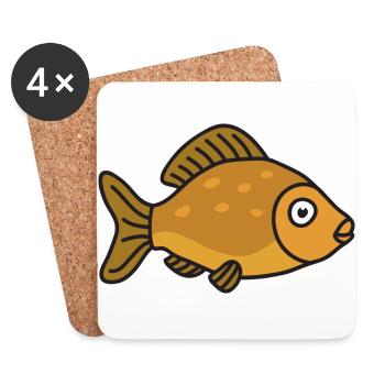 Pêche au poisson carpe - Dessous de verre (lot de 4) - blanc - Devant