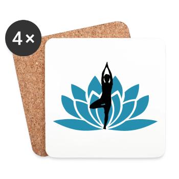 Namaste lotus flower / gift idea - Coasters (set of 4) - white - Front