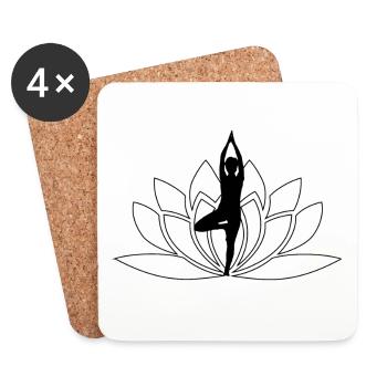 Namaste lotus flower / gift idea - Coasters (set of 4) - white - Front
