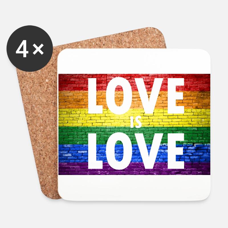 Love is Love Gay Pride - Untersetzer (4er-Set) - Weiß