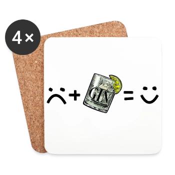 Sad Me (traurig) + Gin Tonic = Happy Me - Untersetzer (4er-Set) - Weiß - Vorne