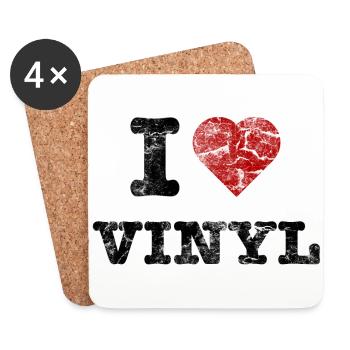 i_love_vinyl_vintage - Coasters (set of 4) - white - Front
