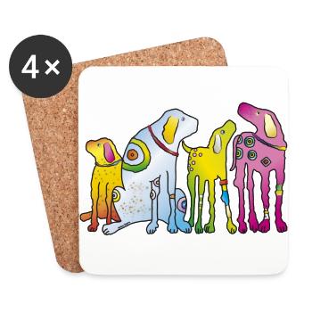 Chiens Meute Pinscher meilleurs amis fidèle animal de compagnie - Dessous de verre (lot de 4) - blanc - Devant