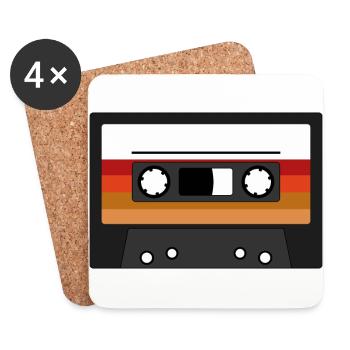 Cassette de musique Cassette audio Radio Music Retro - Dessous de verre (lot de 4) - blanc - Devant
