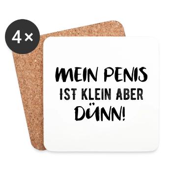 Mein Penis ist klein aber dünn - Untersetzer (4er-Set) - Weiß - Vorne
