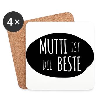 Mutti ist die Beste 1c - Untersetzer (4er-Set) - Weiß - Vorne