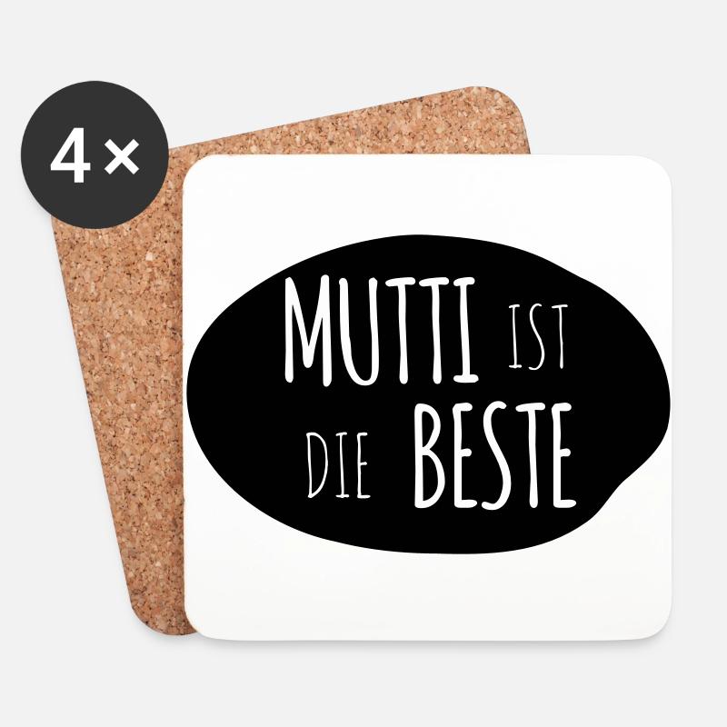 Mutti ist die Beste 1c - Untersetzer (4er-Set) - Weiß