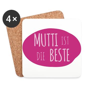 Mutti ist die Beste 2c - Untersetzer (4er-Set) - Weiß - Vorne