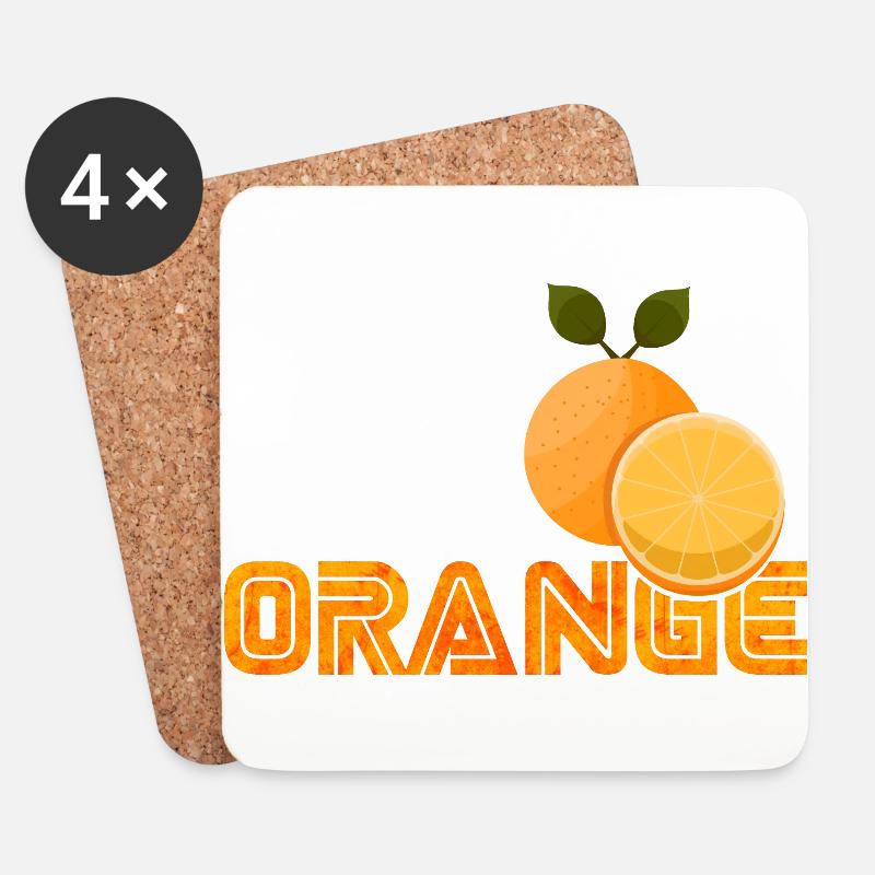 Orange - Untersetzer (4er-Set) - Weiß