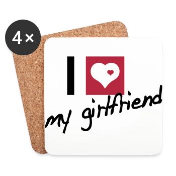 i love my girlfriend - Dessous de verre (lot de 4) - blanc - Devant