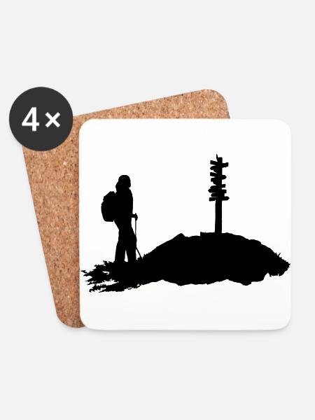 Wandern, Wanderin - Untersetzer (4er-Set) - Weiß