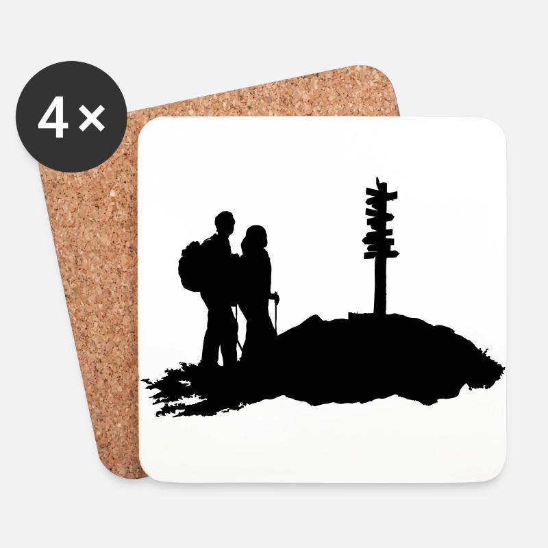 Wandern, Wanderer duo - Untersetzer (4er-Set) - Weiß