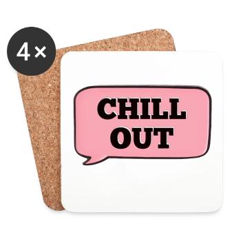 CHILL OUT PINK BENACHRICHTIGUNG - Untersetzer (4er-Set) - Weiß - Vorne