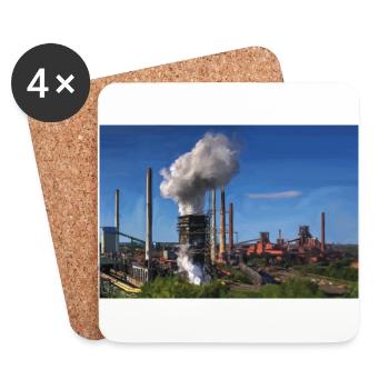 Haut fourneau de la cabane de Duisbourg - Dessous de verre (lot de 4) - blanc - Devant
