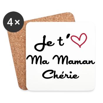 Je t'aime ma Maman Chérie - Dessous de verre (lot de 4) - blanc - Devant