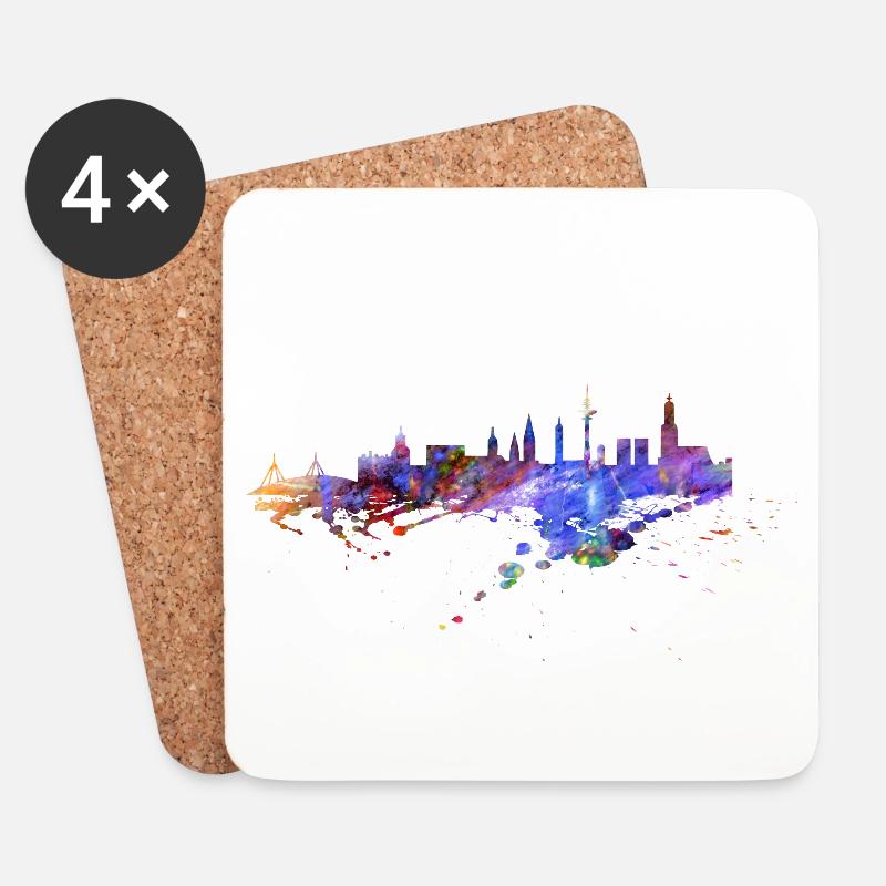 Hamburg Skyline - Untersetzer (4er-Set) - Weiß