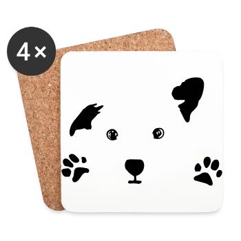 Hund, Hündchen, Hundegesicht - Untersetzer (4er-Set) - Weiß - Vorne
