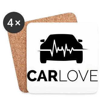 Auto Herzschlag Liebe Motor Fan Geschenk - Untersetzer (4er-Set) - Weiß - Vorne