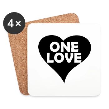 One Love heart black - Coasters (set of 4) - white - Front
