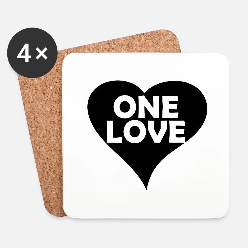 One Love heart black - Untersetzer (4er-Set) - Weiß