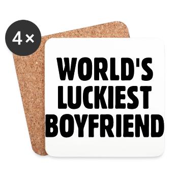 World's Luckiest Boyfriend - Coasters (set of 4) - white - Front