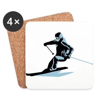 skiing, skier - Coasters (set of 4) - white - Front