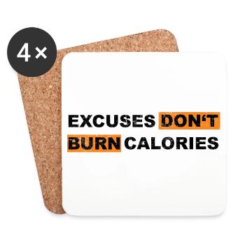 Les excuses ne brûlent pas les calories motivation inscription - Dessous de verre (lot de 4) - blanc - Devant