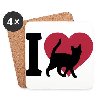 I love cats - Coasters (set of 4) - white - Front