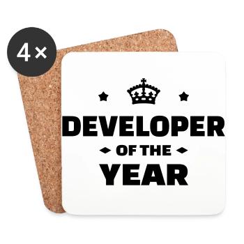 Developer Entwickler Développeur Computer Geek - Coasters (set of 4) - white - Front