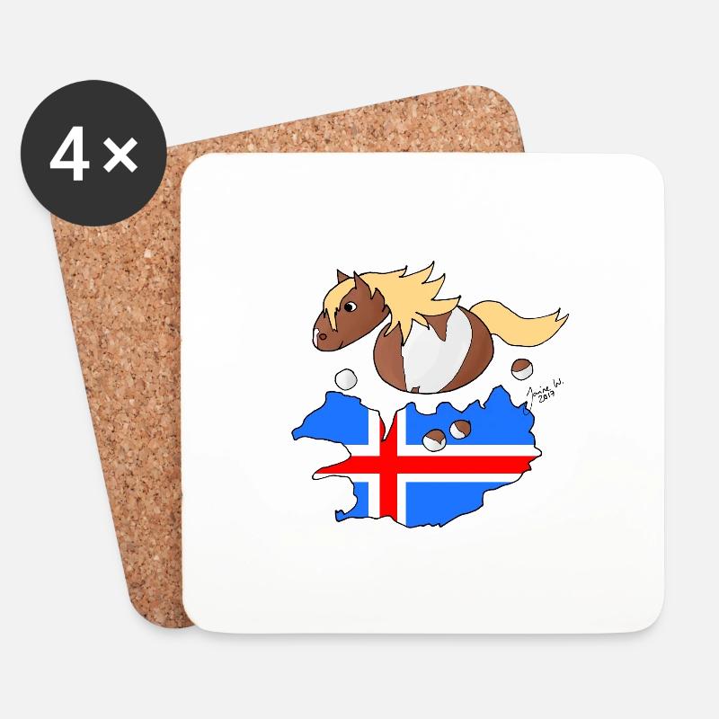 Islandpony Kjarkur - Untersetzer (4er-Set) - Weiß