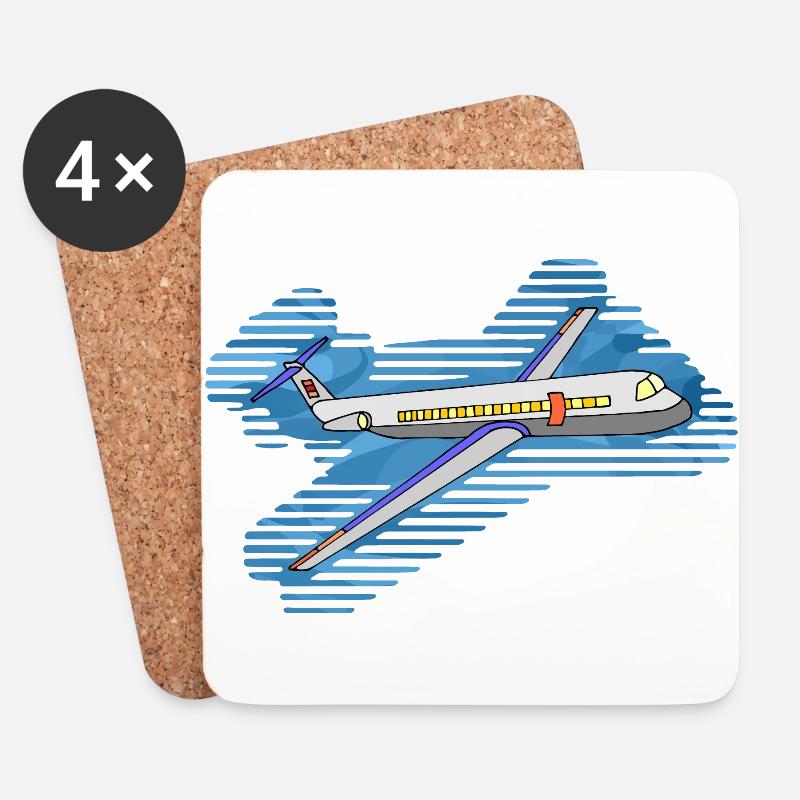 Flugzeug - Untersetzer (4er-Set) - Weiß