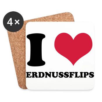 I Love Erdnussflips - Untersetzer (4er-Set) - Weiß - Vorne