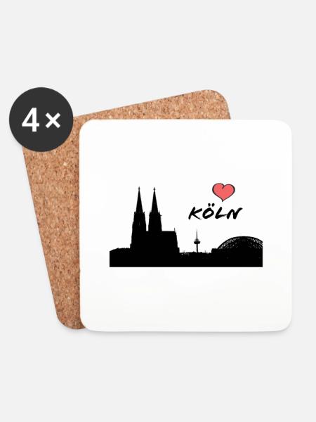 Ich liebe Köln - Silhouette Kölner Dom - Heimat - Untersetzer (4er-Set) - Weiß