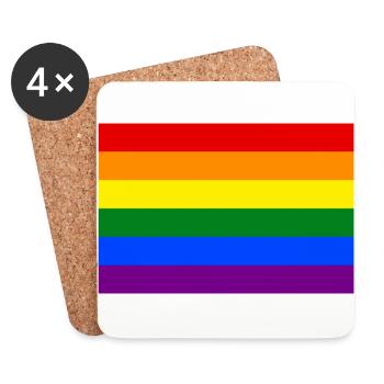 Le drapeau arc-en-ciel ou gay - drapeau de la fierté LGBT - Dessous de verre (lot de 4) - blanc - Devant