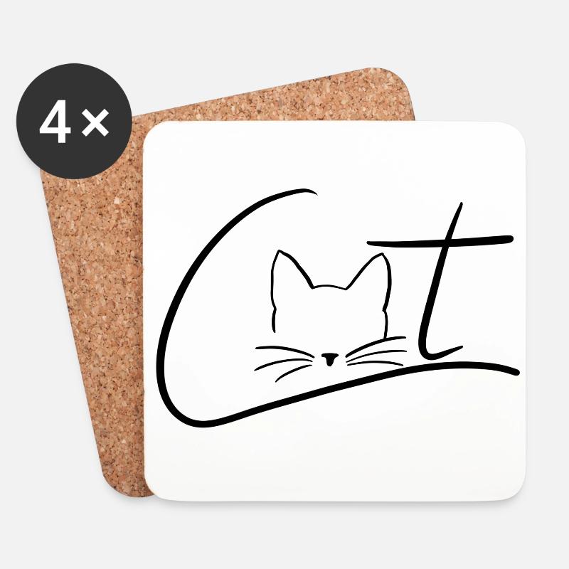 Cat Logo mit Katze - Untersetzer (4er-Set) - Weiß