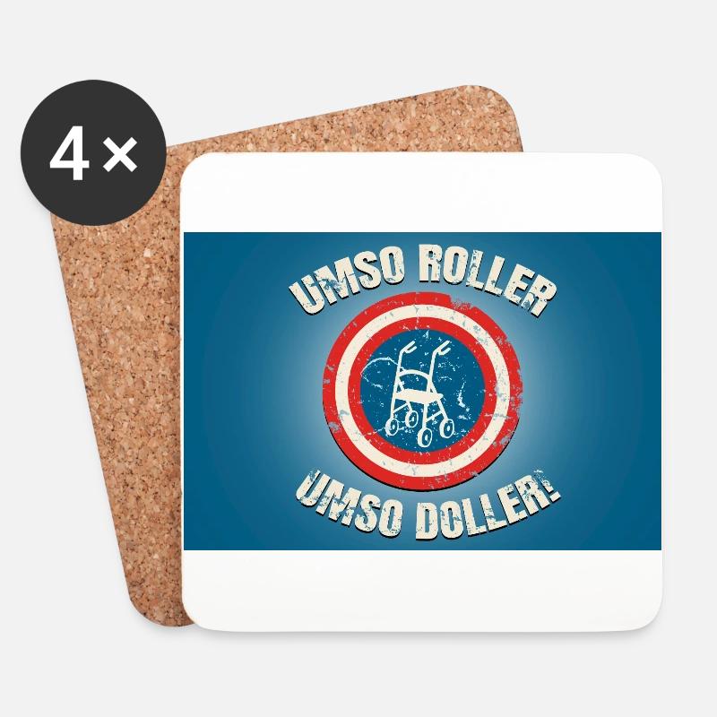 Umso Roller, Umso Doller Rollator Rentner - Untersetzer (4er-Set) - Weiß