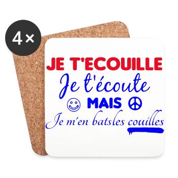 T shirt je t'écouille je t'écoute - Dessous de verre (lot de 4) - blanc - Devant