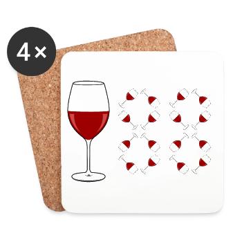 Wein-Achten - Weihnachten - Rotwein - Weinglas - Untersetzer (4er-Set) - Weiß - Vorne