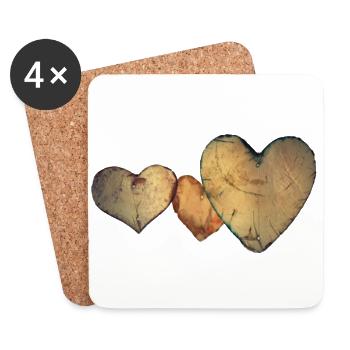 Coeur en bois - Dessous de verre (lot de 4) - blanc - Devant