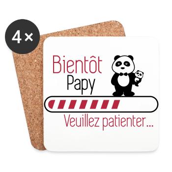 Bientôt papy - Futur Papi - Dessous de verre (lot de 4) - blanc - Devant