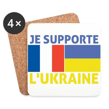 Je supporte l'Ukraine France supporte l'Ukraine - Dessous de verre (lot de 4) - blanc - Devant