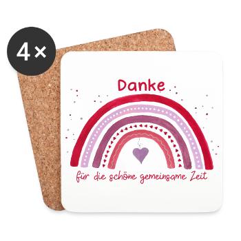 Danke sagen Danke für die schöne Zeit Regenbogen - Untersetzer (4er-Set) - Weiß - Vorne