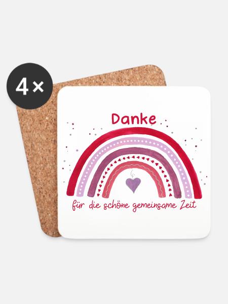 Danke sagen Danke für die schöne Zeit Regenbogen - Untersetzer (4er-Set) - Weiß