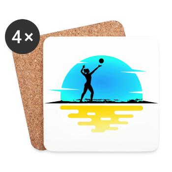 VOLLEYBALL SERVE VOLLEYBALL fille sur la plage - Dessous de verre (lot de 4) - blanc - Devant