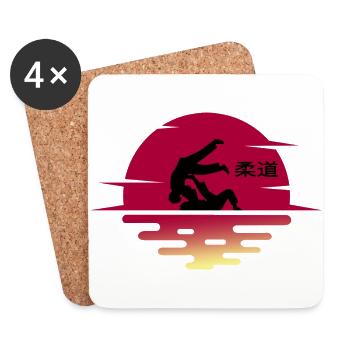 judo judoka dan black belt hajime - Coasters (set of 4) - white - Front